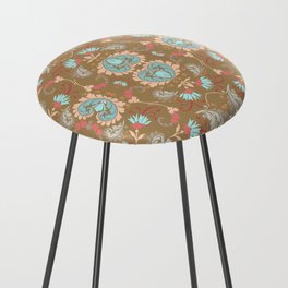 brown and powder blue floral bold paisley flower bohemian Counter Stool