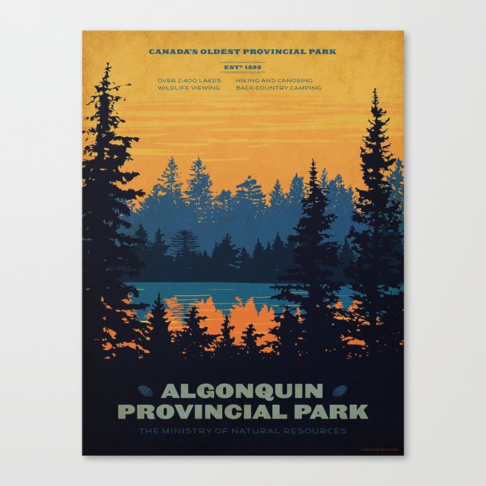 Vintage Algonquin Canada Travel Poster Canvas Print
