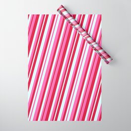 [ Thumbnail: Hot Pink, Crimson, and Light Cyan Colored Lines Pattern Wrapping Paper ]