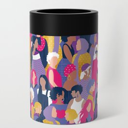 Every day we glow International Women's Day // midnight navy blue background purple, violet, very peri fuchsia pink and gold humans  Can Cooler