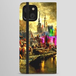 Medieval Town in a Fantasy Colorful World iPhone Wallet Case