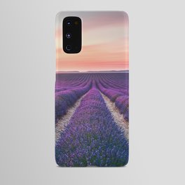 Lavender flower field, endless rows at sunset. Provence Android Case