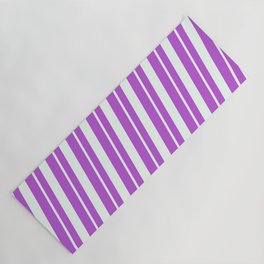[ Thumbnail: Orchid & Mint Cream Colored Striped Pattern Yoga Mat ]