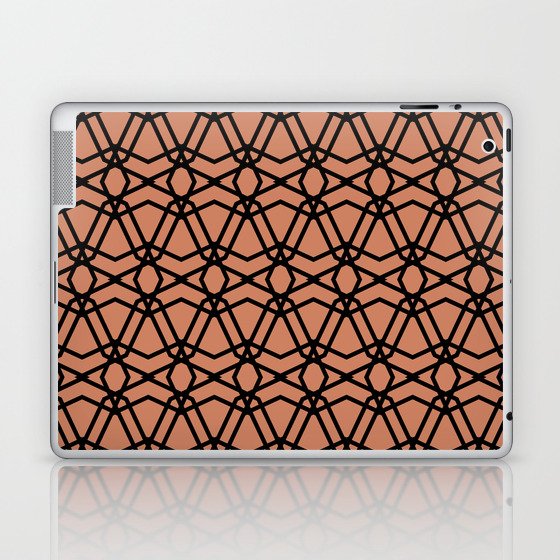 Black and Pink Line Geometric Pattern Chains Pairs Dulux 2022 Popular Colour Treasured Coral Laptop & iPad Skin