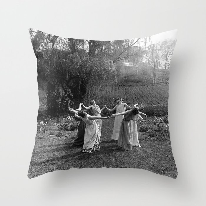 Circle Of Witches, Natchez Trace Vintage Women Dancing black and white photograph - photography - photographs Throw Pillow