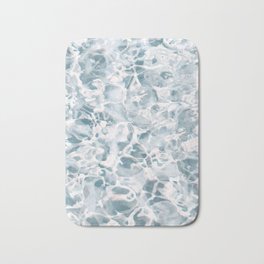 Marbled Water Muted Bath Mat | Watercolor, Coastal, Abstract, Minimalism, Reflections, Gray, Surface, Ripples, Tropical, Aquamarine 