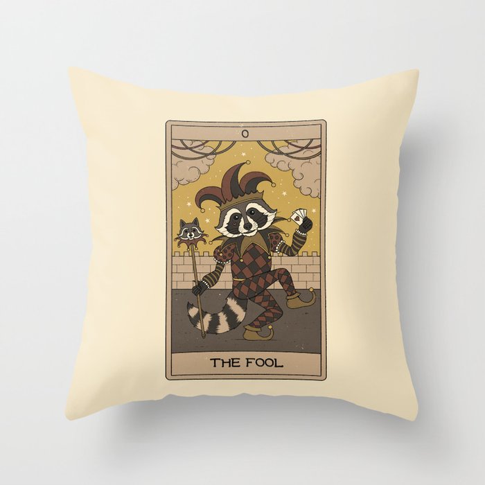 The Fool - Raccoons Tarot Throw Pillow