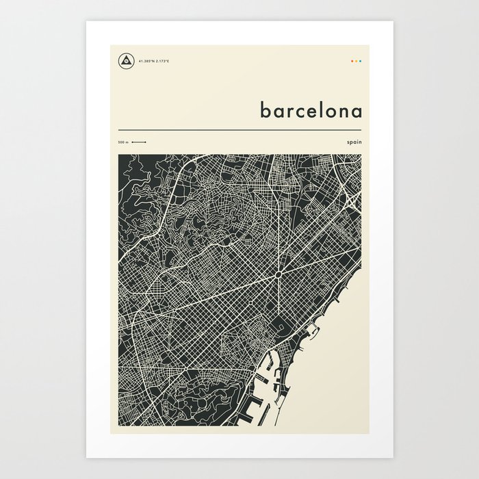 BARCELONA MAP Art Print