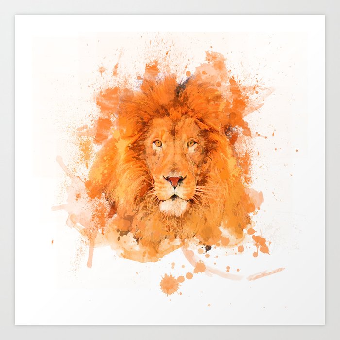 Splatter Lion Art Print