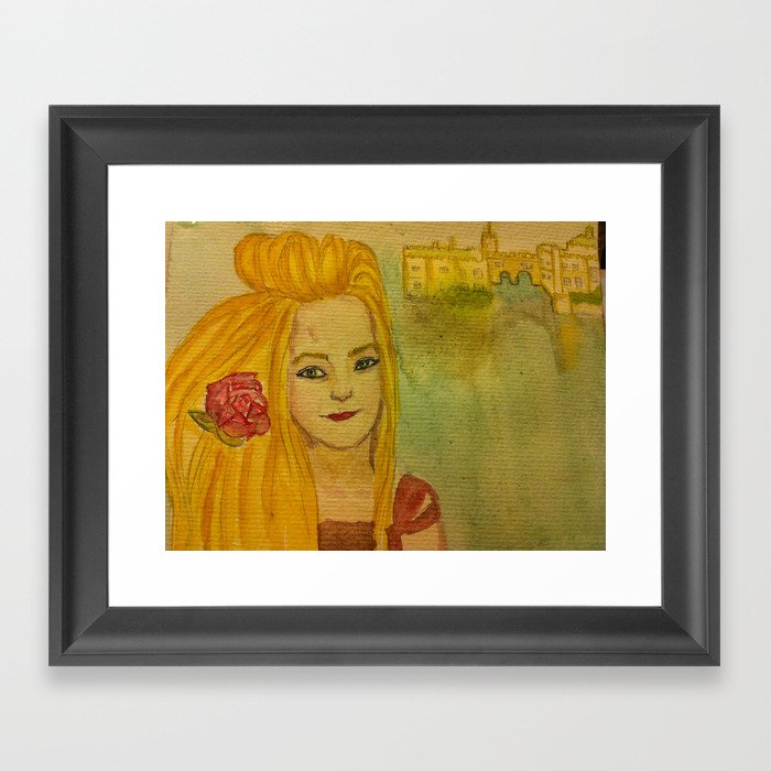 rose castle girl Framed Art Print