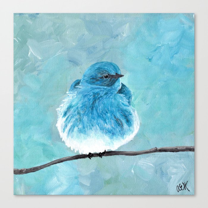 Mountain Bluebird Acrylic Art Blue Bird Painting Bird On A