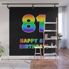 [ Thumbnail: HAPPY 81ST BIRTHDAY - Multicolored Rainbow Spectrum Gradient Wall Mural ]