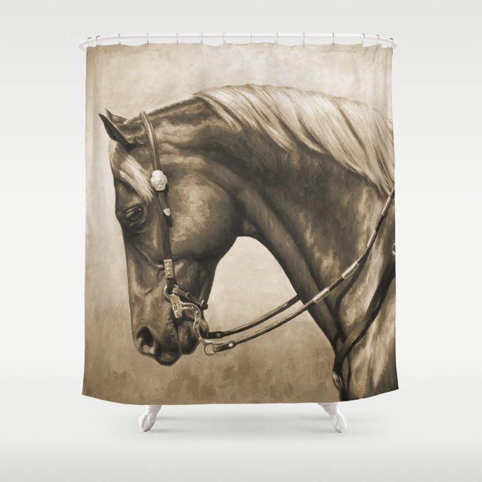 Western Quarter Horse Old Photo Effect Shower Curtain
