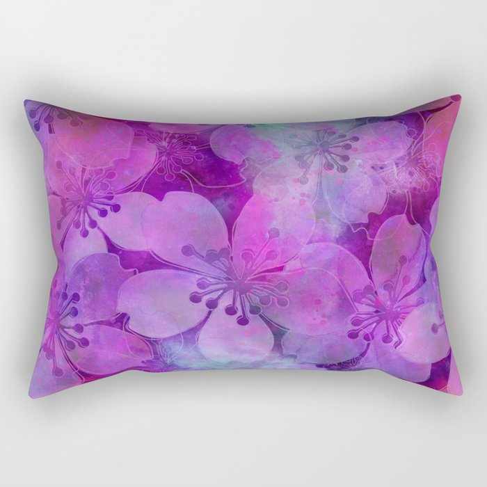 Fancy Floral watercolor pattern pink Rectangular Pillow