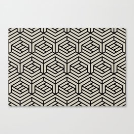 Black and Beige Cube Geometric Shape Pattern Pairs DE 2022 Trending Color Bay Salt DET642 Canvas Print