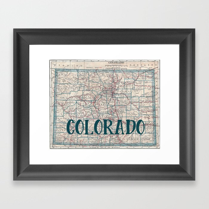 Colorado Map Gerahmter Kunstdruck