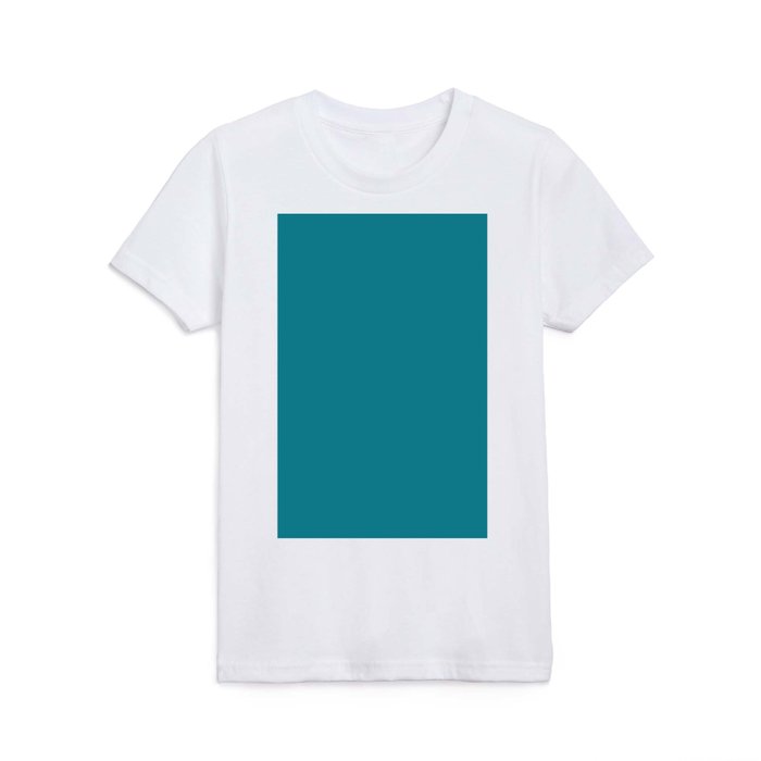 Dark Blue-green Solid Color Pairs Pantone Pagoda Blue 17-4724 TCX Kids T Shirt