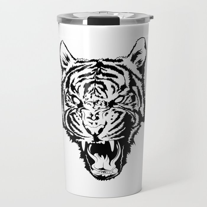 Tiger Illustration (Black & White) Travel Mug