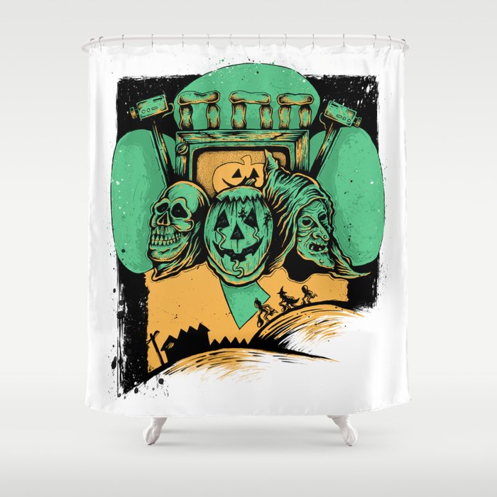 Season of the Witch: Green and Orange Variant Shower Curtain