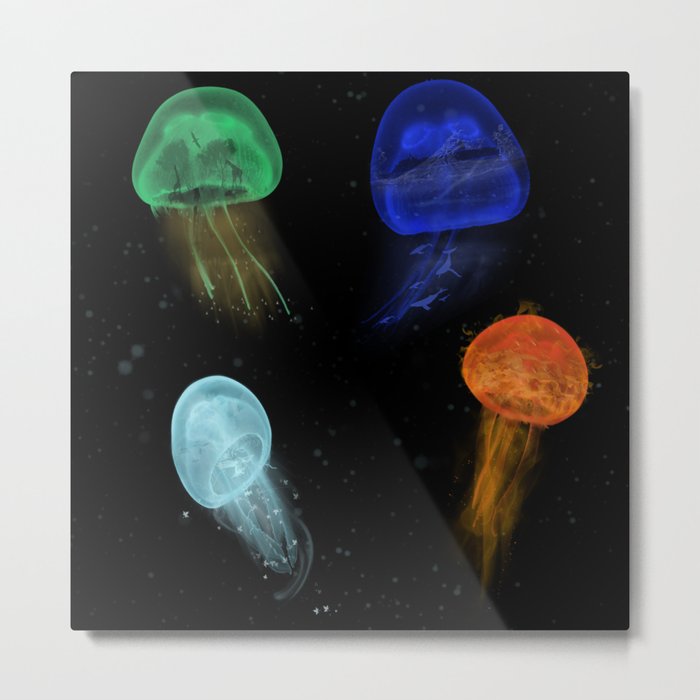 Elemental Jelly Fish Metal Print