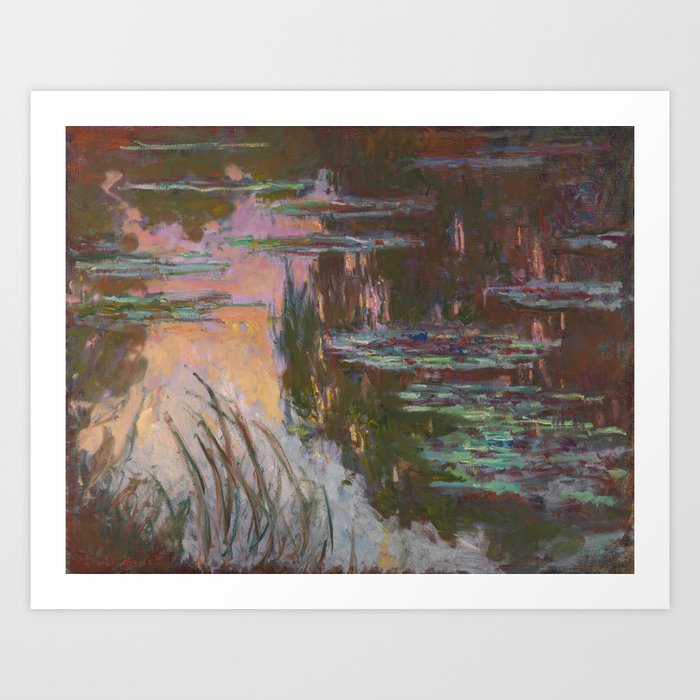 Water Lilies - Setting Sun by Claude Monet Art Print