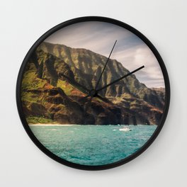 Na Pali Coast Kauai Hawaii Printable Wall Art | Tropical Beach Nature Ocean Coastal Travel Photography Print Wall Clock