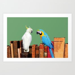 books macaw cockatoo green Art Print