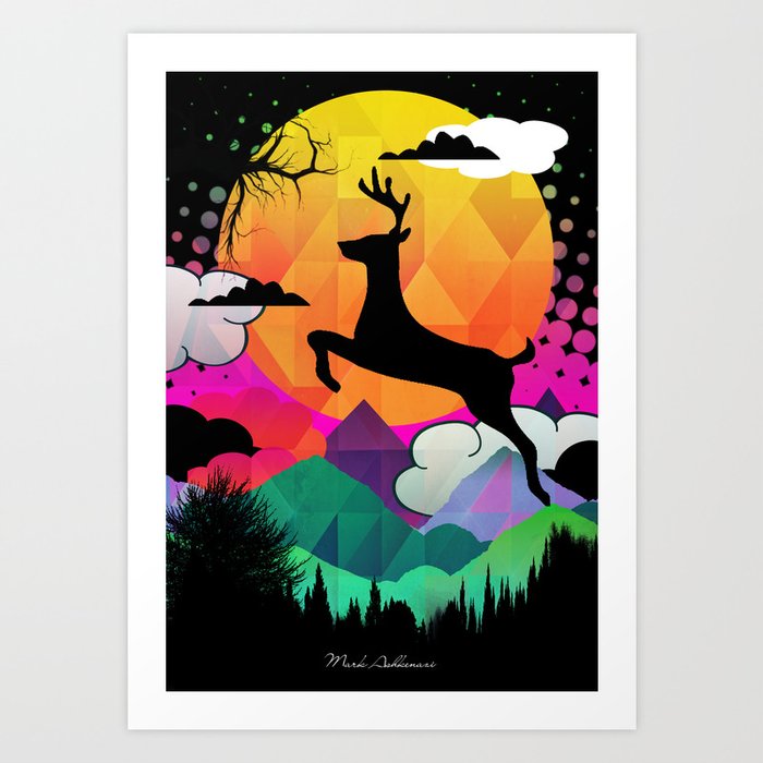 Deer Colorfulness Nature Art Print