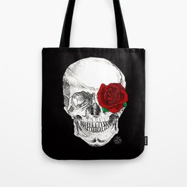 Rose Skull Black Tote Bag