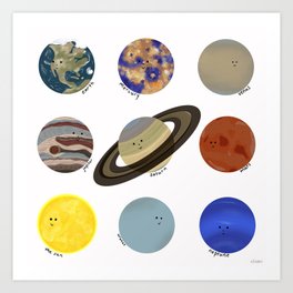 "Planets and the Sun - Solar System" Art Print