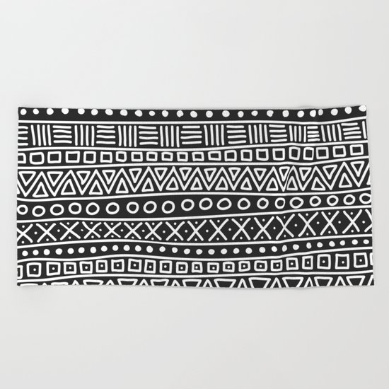 Geometric Doodle Plaid Beach Towel