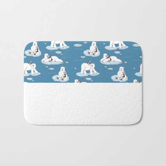 Polar Bear Loves Penguin Bath Mat