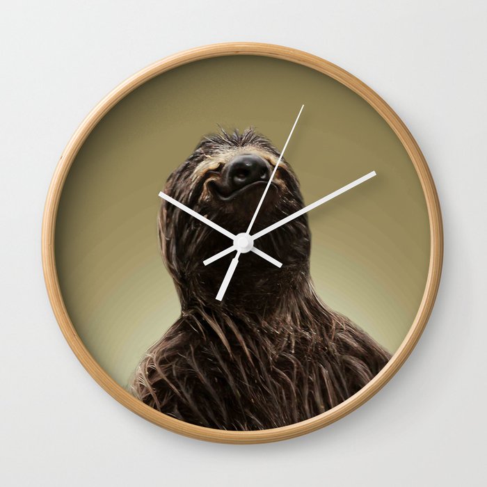 Smiling Sloth Selfie Wall Clock