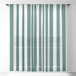 Green And White Stripes Summer Style Sheer Curtain