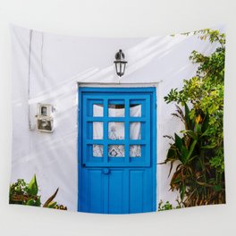 The Blue Greek Door | Mediterranean Travel Photography Fine Art  Wall Tapestry