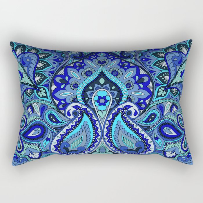 Paisley Blue Rectangular Pillow