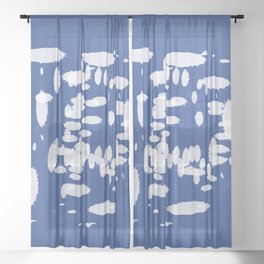 Abstract Splash Navy Blue Sheer Curtain