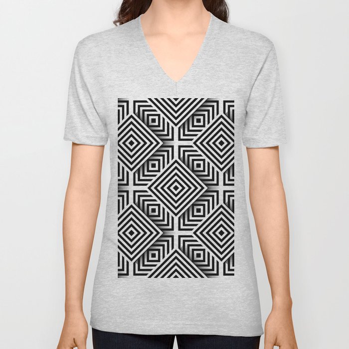 Geometric pattern. Black and white. Squares and stripes. Abstract hipster fashion design V Neck T Shirt