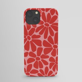 Pink and Red - Retro Floral Art Print iPhone Case