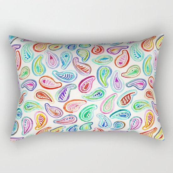 Simple Hand Painted Watercolor Paisley Pattern Rectangular Pillow