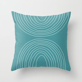 Hand drawn Geometric Lines in Teal Green 2 Throw Pillow