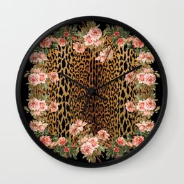 Rose around the Leopard Wall Clock