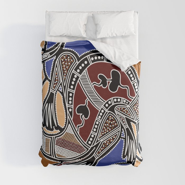 Aboriginal Art - Goanna (lizard) Dreaming Duvet Cover