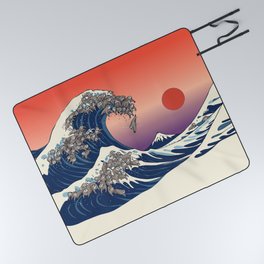 The Great Wave of Sloth Picnic Blanket