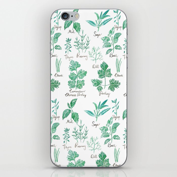 green herbs family watercolor iPhone Skin