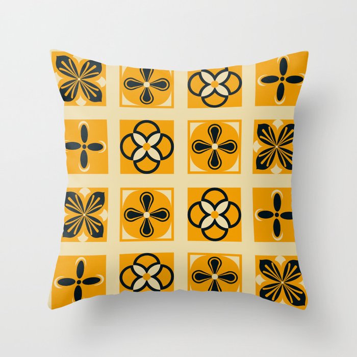 Gometric Ethnic Art - Yellow & Beige Throw Pillow