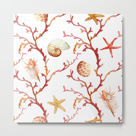 Sea Life Pattern 13 Metal Print