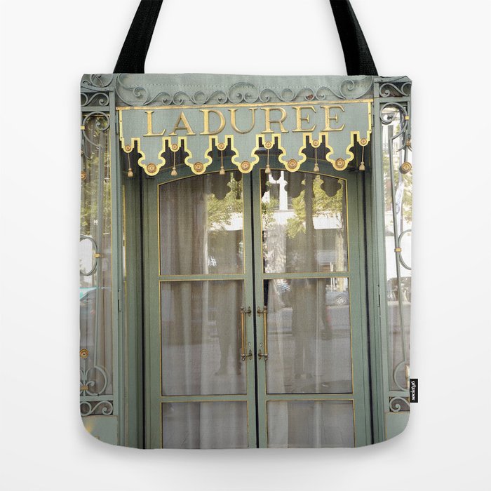 LADUREE Paris - Celadon Green Cotton Tote Shopping Bag with Traditional  Logo