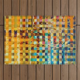 Modern Multicolored Plaid Pattern Outdoor Rug