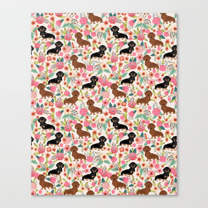 Dachshund florals pattern cute dog gifts by pet friendly dog breeds Canvas Print